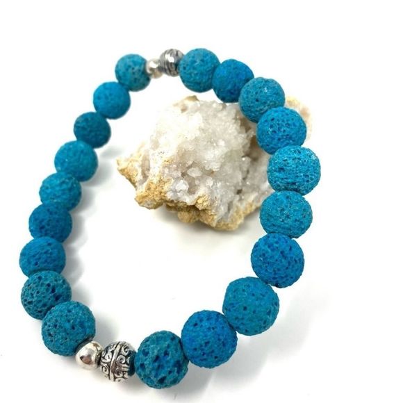 Blue Lava Bead Bracelet - Picture 1 of 2